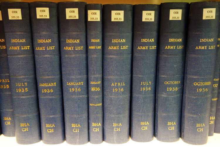 Indian Army Lists British Library