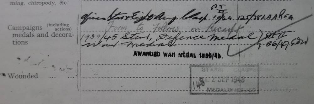 WW2 British Army Medal Records