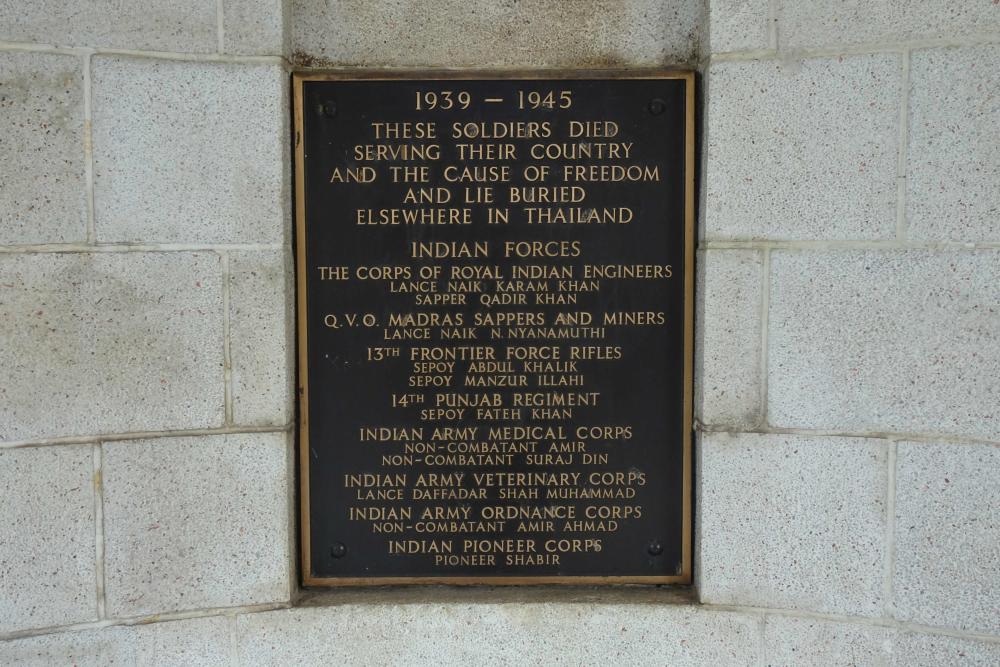 The Kanchanaburi Memorial in the Kanchanaburi War Cemetery